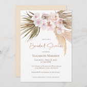 Elegante Pampas Grass Blush Champagne Dusche Einladung (Vorne/Hinten)