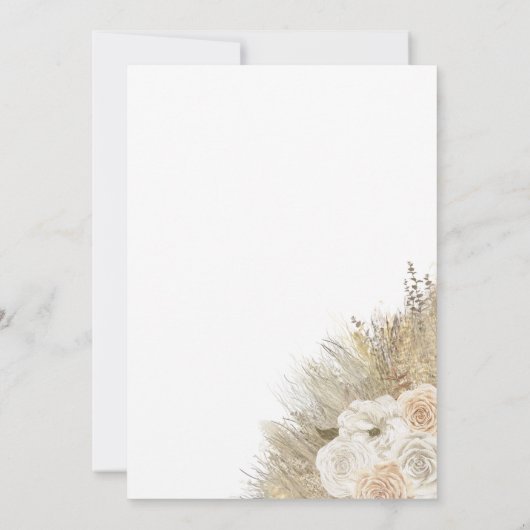 Elegante Pampas Grass Bohemische Rose Kinderdusche Einladung (Rückseite)