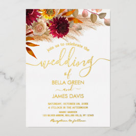 Elegante Pampas Grass Foto Wedding Party Folieneinladung