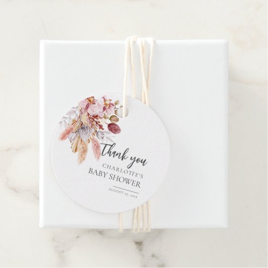 Elegante Pampas Grass Terracotta Kinderdusche Geschenkanhänger (Beispiel)