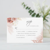 Elegante Pampas Grass Terracotta Wedding RSVP Karte (Stehend Vorderseite)