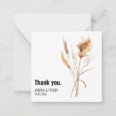 Elegante Pampas Grass Wedding Danke Karte Hinweis (Vorderseite)