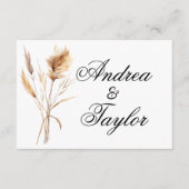 Elegante Pampas Grass Wedding Details Begleitkarte (Vorderseite)