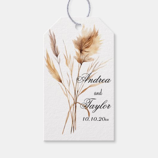 Elegante Pampas Grass Wedding Geschenkanhänger (Vorderseite)