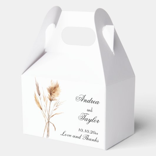 Elegante Pampas Grass Wedding Geschenkschachtel (Vorderseite)
