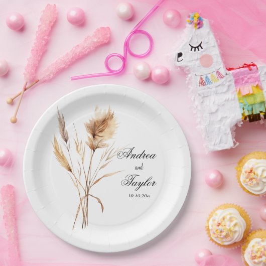 Elegante Pampas Grass Wedding Pappteller (Party)