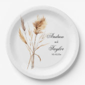 Elegante Pampas Grass Wedding Pappteller (Vorderseite)