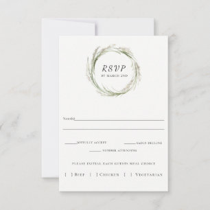 Elegante Pampas Grass Wreath Wedding RSVP Card