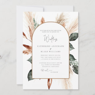Elegante Pampas-Salbei-Geometrie-Hochzeit Einladung