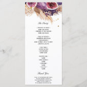 Elegante Pampas und Lila Feierlichkeiten zur Hochz Menükarte (Rückseite)