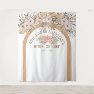 Elegante Pampasgras beige florale Brautparty Wandteppich