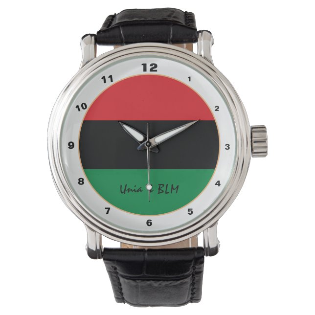 Elegante Pan African, Unia Flag Symbol Mode Armbanduhr (Vorderseite)