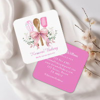 Elegante panadería con utensilios de arco rosado