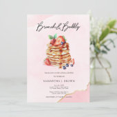 Elegante Pancakes Pink Bridal Brunch Dusche Einladung (Stehend Vorderseite)