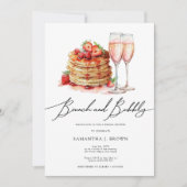 Elegante Pancakes Pink Glitzer Bridal Brunch Einladung (Vorderseite)