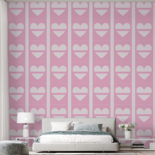 Elegante Panels aus halbdunklem Herz, weich, rosa Tapete