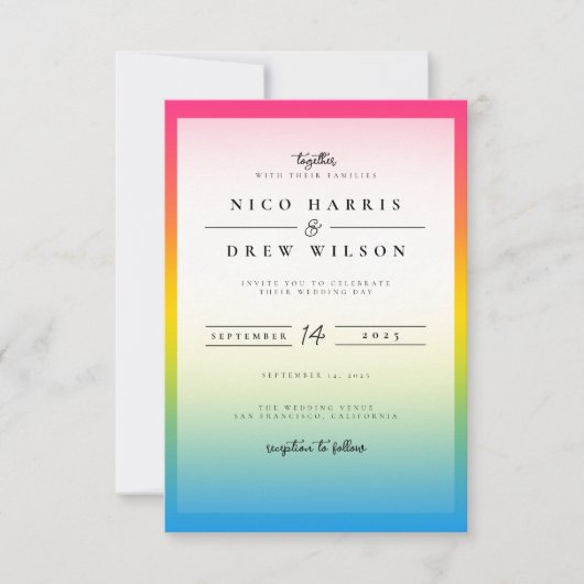 Elegante Pansexual Pride Wedding Einladung (Vorderseite)