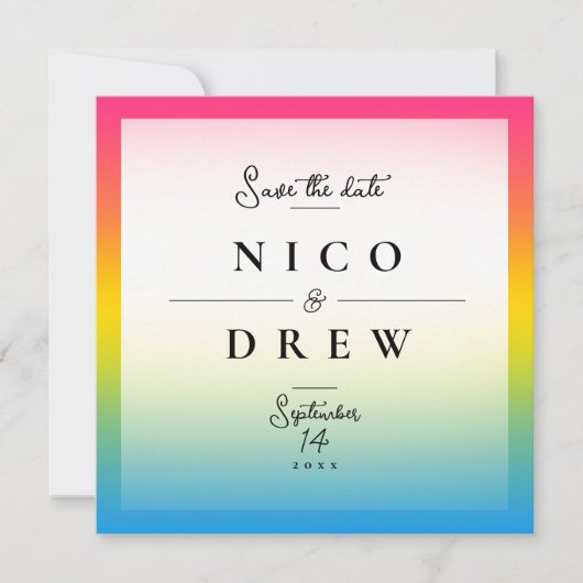 Elegante Pansexual Pride Wedding Save The Date (Vorderseite)