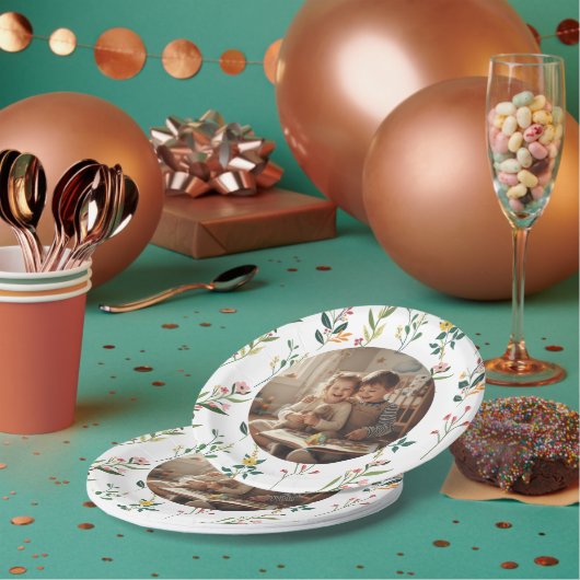 Elegante Papierplatte mit Blumendesign für Partys Pappteller (Multi)