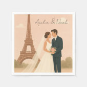 Elegante Pariser Hochzeitsservietten mit Eiffeltur Serviette (Vorderseite)