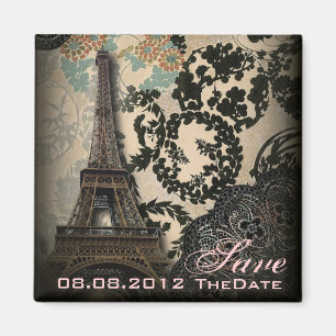 Elegante Pariser Spitze vintage Save-the-Date Magnet
