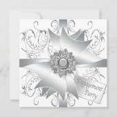 Elegante Partei des Weißen Engagements Einladung (Vorderseite)