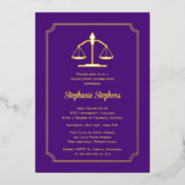 Elegante Partei für den Lila Rechtsanwalt Folieneinladung (Vorderseite)