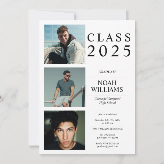 Elegante Partei für den Minimalistischen Foto Einladung (Rückseite)