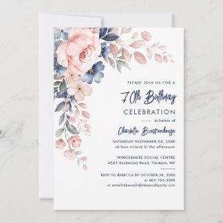 Elegante Party Einladung 70. Geburtstag Pink