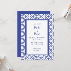 ELEGANTE PARTY EINLADUNG BLAU UND WEISS