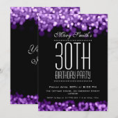 Elegante Party Einladung Funkellicht Lila (Vorne/Hinten)