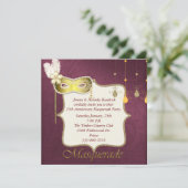 Elegante Party Einladung Maroon & Gold Masquerade (Stehend Vorderseite)