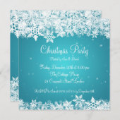 Elegante Party Einladung Winterschneeflocken Blau (Vorne/Hinten)