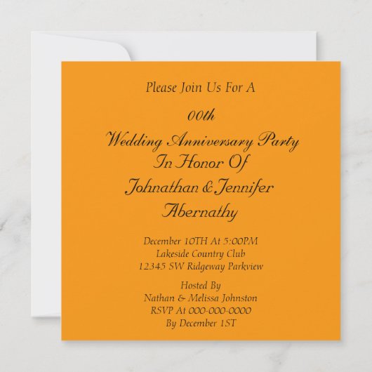 Elegante Party Einladung zum Hochzeitstag (Rückseite)
