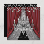 Elegante Party Einladungen aus Rot und Schwarz (Vorne/Hinten)