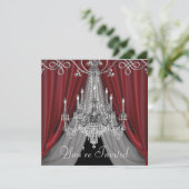 Elegante Party Einladungen aus Rot und Schwarz (Stehend Vorderseite)
