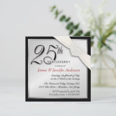 Elegante Party Einladungen zum 25. SilberJahrestag (Stehend Vorderseite)