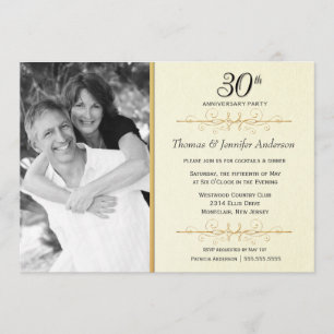 Elegante Party Einladungen zum 30. Hochzeitstag