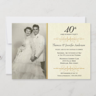Elegante Party Einladungen zum 40. Hochzeitstag