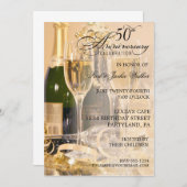 Elegante Party Einladungen zum 50. Jubiläum (Vorne/Hinten)