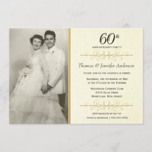 Elegante Party Einladungen zum 60. Hochzeitstag