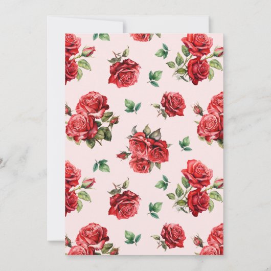 Elegante Party Galentine-Rote Rosen zum Abendessen Einladung (Rückseite)