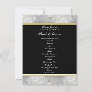 Elegante Partyrose Schwarz Weiß Gold Hochzeit Einladung
