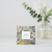 Elegante Passion-Blume auf Silbergrau Quadratische Visitenkarte (Stehend Vorderseite)