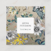 Elegante Passion-Blume auf Silbergrau Quadratische Visitenkarte (Vorderseite)