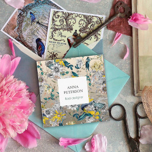 Elegante Passion-Blume auf Silbergrau Quadratische Visitenkarte