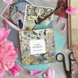 Elegante Passion-Blume auf Silbergrau Quadratische Visitenkarte