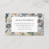 Elegante Passion-Blume auf Silbergrau Visitenkarte (Rückseite)