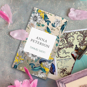 Elegante Passion Blume Silver Gray Square Beauty Visitenkarte