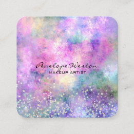 Elegante Pastel Abstrakt mit Silver Glitzer Quadratische Visitenkarte
